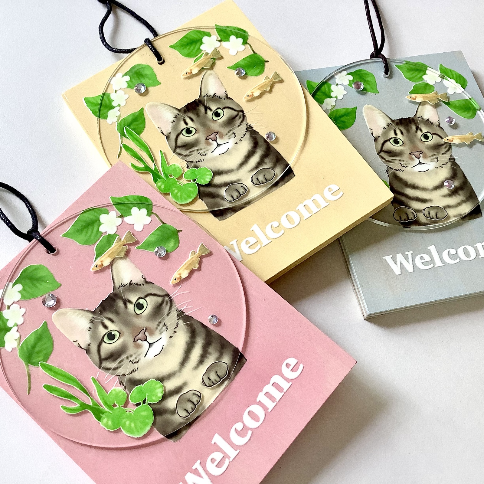 ももさん様♡⃛ポメラニアン 猫 ウェルカムボード Welcomeプレート ウェルカムボード 玄関 インテリア / 猫 キジトラ