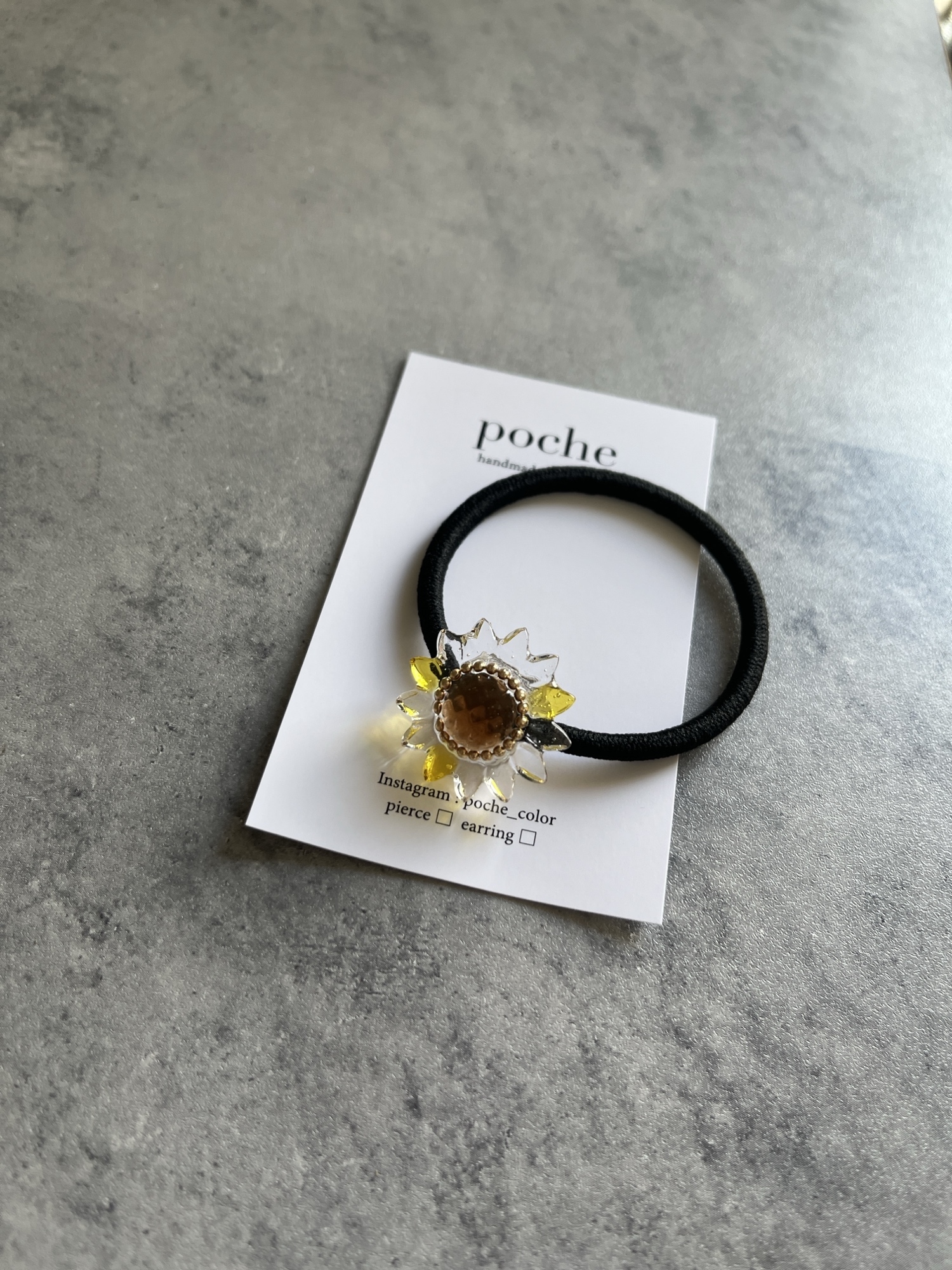 ひまわり 向日葵 ヘアゴム レジンヘアゴム - POCHE-COLOR'S GALLERY