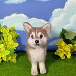 ハスキー犬のストラップ（茶）