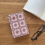 mina perhonen anemone ブックカバー 文庫本 A6 ミナペルホネン の 刺繍生地　ブルー×ピンク