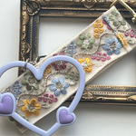 My Dear インド刺繍リボンのLOOPハンドストラップ•    カバンチャーム 50mm幅【ホワイトチュール】⭐️接続用ゴールドリングプレゼント🎁