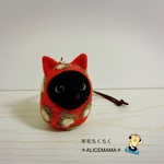 だるま猫ちゃん☆豹柄（朱色）