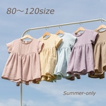 【80〜120size】ふわっふわガーゼのシンプルワンピース( ワンピース ガーゼ 春服 夏服 半袖 姉妹 おそろい くすみカラー 誕生日 プレゼント ギフト 80 90 100 110 120  
