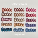 お好きな２set（10枚×2）★マグネットネイルチップ シンプルワンカラー ベリーショートオーバル 赤青オレンジブラウンベージュピンクブルーボルドー紫水光推し活ビビット