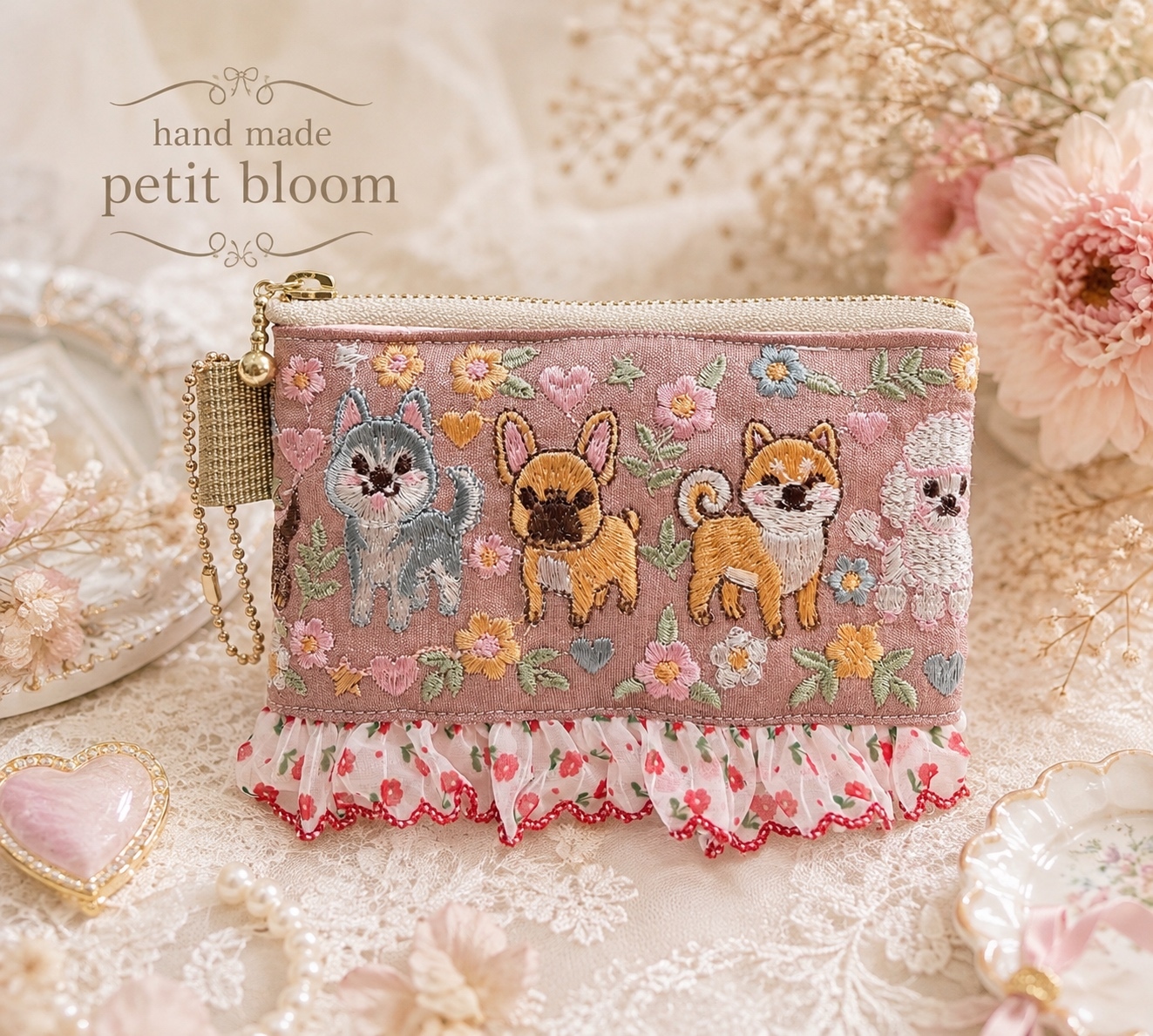 インド刺繍の猫ちゃんポーチ♡ - petit bloom | minne byGMOペパボ