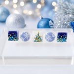 クリスマス　イルミネーション　ツリー　冬　雪　イヤリング　タイル　プレゼント　タイルピアス　まとめ売り　キラキラ　美濃焼タイル　オーナメント