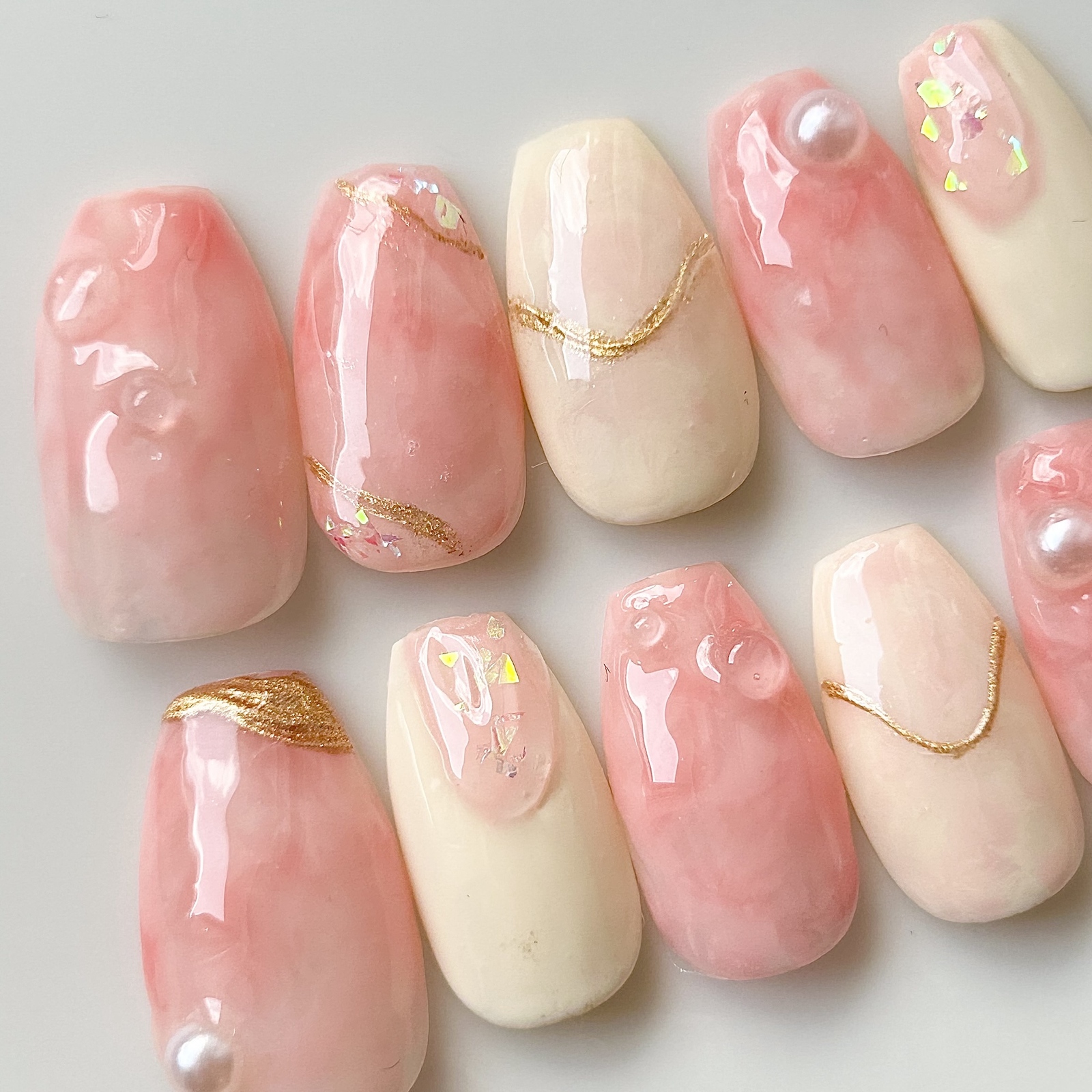 ネイルチップ 桃ネイル ニュアンスネイル - at0608 | minne byGMO