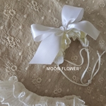 再販×3🩷ビッグリボンカチューシャ🎀サテンホワイト❥✿あじさいヘッドドレス✿ペットアクセサリー