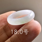 L18-202 糯氷種 薄白緑 18.0号 ミャンマー産 A貨 本翡翠 くりぬき リング