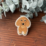 ダックス˙ᴥ˙レッド　ぺたんこ刺繍ブローチ 