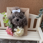 【8/31まで限定価格】羊毛フェルト　トイプードル(ブラウン)小さなフラワーフレーム