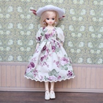 NO.495 22㎝ドール服 花柄のワンピース＆小物セット