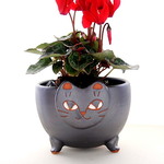 ネコ植木鉢 黒