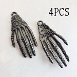 【8/7 販売】 4個 手 骸骨 骨 ハロウィン （C3-138）/ 黒 ブラック チャーム パーツ スケルトン ボーン ハンド ガイコツ ホラー 怪異 オカルト ダーク ゴシック ゴスロリ パンク