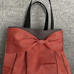 【新色】【受注生産】倉敷畳縁シンプルリボントートバッグ(ゆうやけレッド)