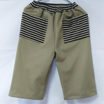 茶ボーダーポケット、パンツ110cm