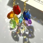 虹色に輝く ガラスビーズ大ぶりピアス／イヤリング｜14mmガラスビーズ サンキャッチャー風アクセサリー