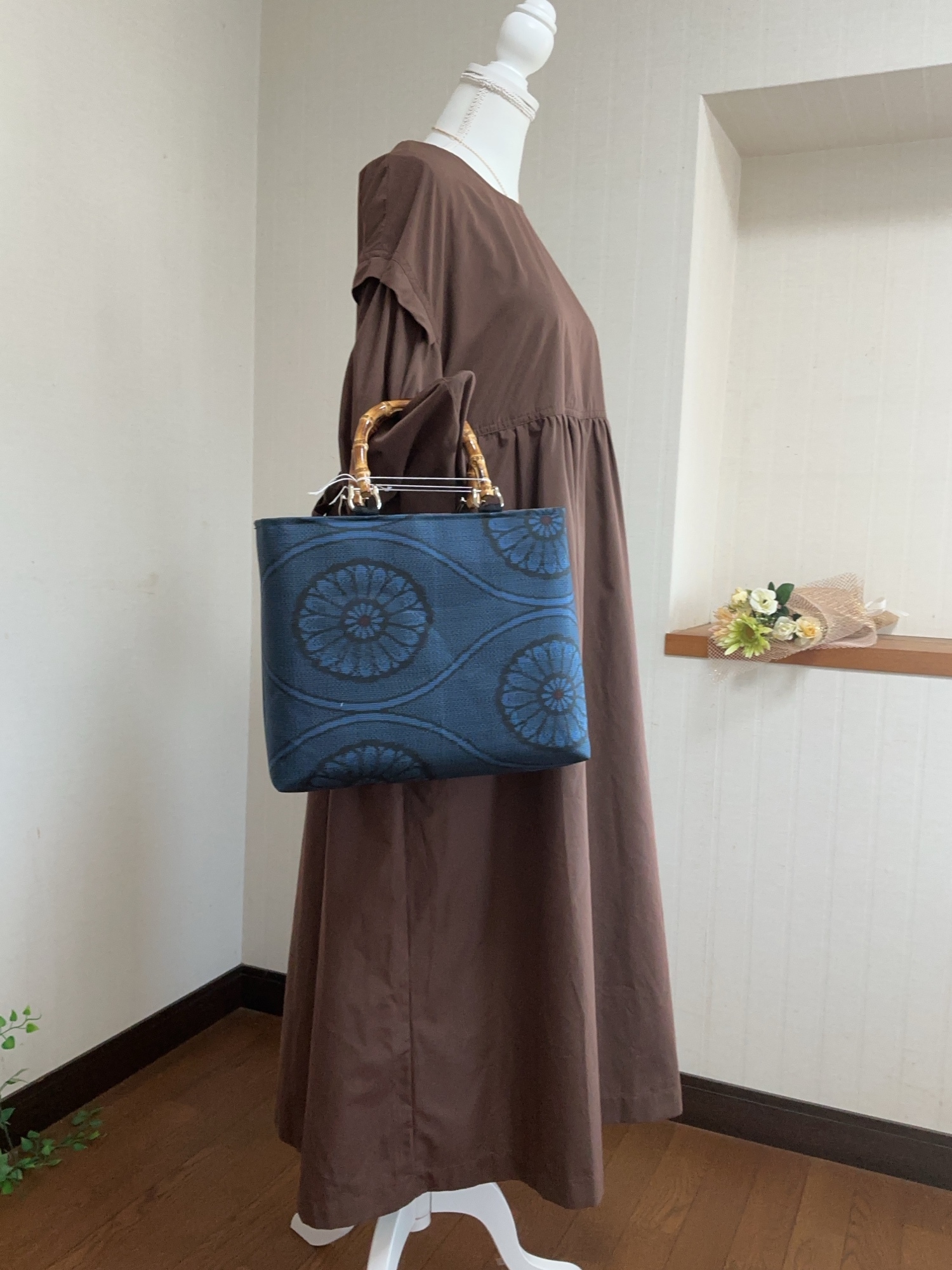 大島紬バッグ・形崩れしにくい・洋服でも着物でも使える・トートバッグ