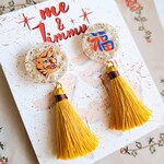 ※ショートタッセル◆60’ｓ虎×福スーベニアジャケットタッセルピアス・イヤリング◆ベトジャンピアス・イヤリング