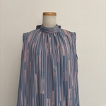 着物リメイク　上質小紋　後ろリボンAラインワンピースL●kimono remake dress●Japan 