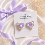 744 ビジュー イヤリング ピアス いちご ピンク くすみ ベージュ