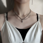【 romantic glass necklace】💎ジルコニアチャームのステンレスチェーンネックレス