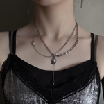 【romantic pearl necklace】パールチャームのステンレスネックレス