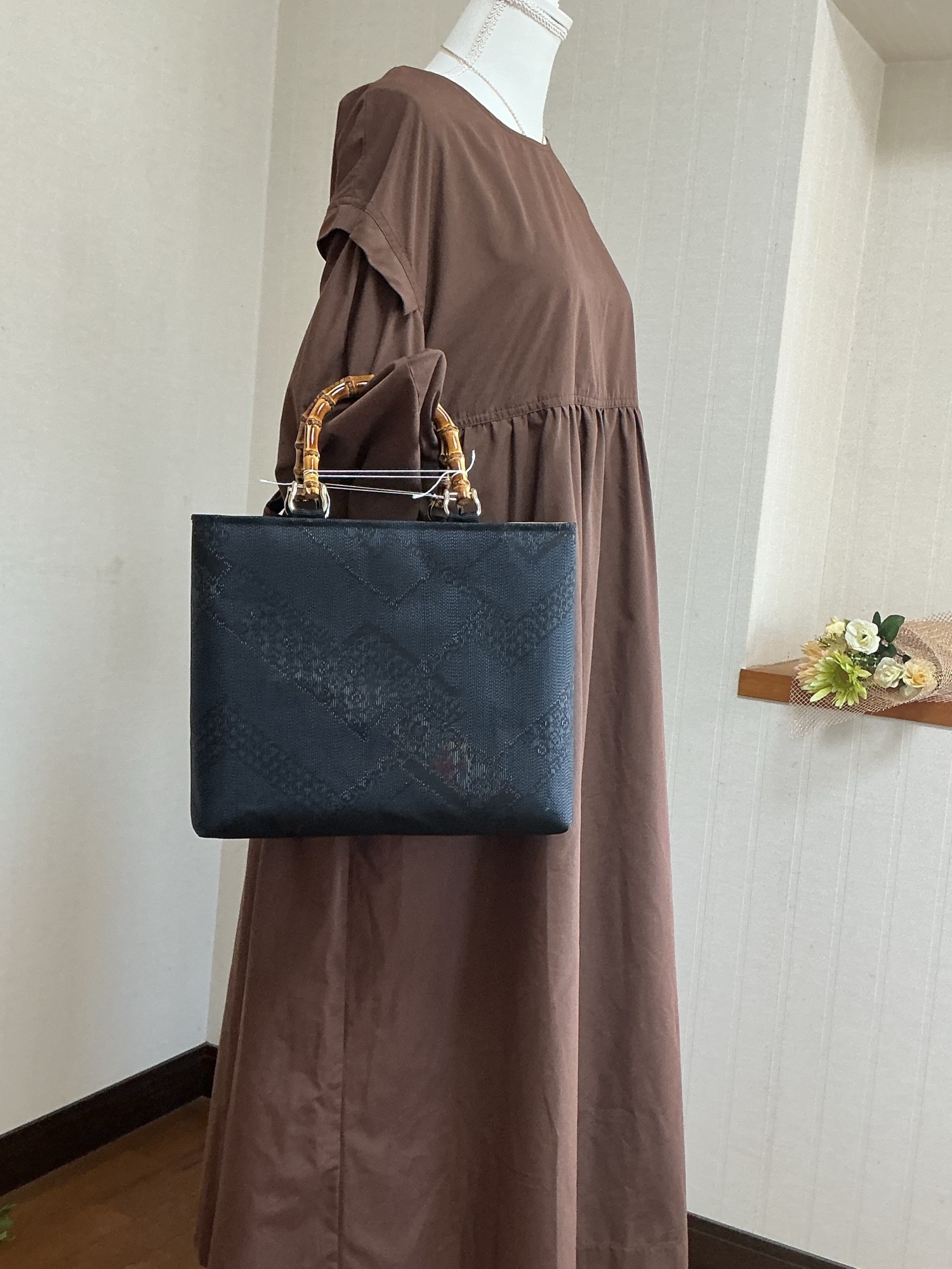 大島紬バッグ・形崩れしにくい・洋服でも着物でも使える・トートバッグ