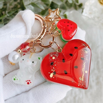 猫ちゃんとハートのスイカ🍉レジンキーホルダー 