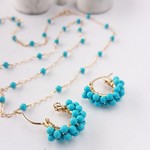 14kgf＊2WAY Turquoise station necklace + pierce/earring　ターコイズブルー