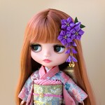 ❁桔梗アイシードール着物・浴衣和装髪飾りつまみ細工ドール髪飾り❁＜30ｃｍドールサイズ・1／6ドール用かんざし◇送料込み◇　