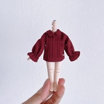 JANAYA オビツ11 ob11服　フリルブラウス　シャツ　ワイン色　長袖