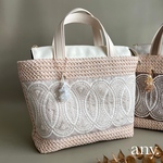 夏限定✨ノベルティプレゼント♡インド刺繍リボン バスケットbag🧺⑧かごバッグ　トートバッグ　限定販売　PP素材のかごバッグ 