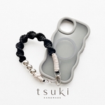 〔 Chic & Knot 〕スマホハンドストラップ　大人可愛い シンプル　シルバービーズ｜ブラック｜サンドベージュ｜ブラック｜かわいい｜大人