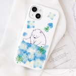 ＊白クマと紫陽花の押し花スマホケース＊246 手帳型 全機種対応 本物のお花  iPhone17/17Air/17Pro/ 16e/15/14/13/12/SE Android Galaxy 