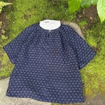 【着物リメイク】麻のシャーリングブラウス/ラグランスリーブ／近江上布