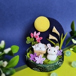 うさぎのお月見＊ちりめんつまみ細工＊置き飾り