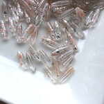【20g】約60粒/12.5×5mm/クリア×ピンク&シルバーペイント/ガラスビーズ