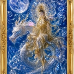 開運絵画 風水画 ヒーリングアート 龍神 /魔除け 厄除け 金運アップ 満月 観音様 ロータス 波動修正
