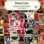 Rebel Cat レトロポスター風 ヴィンテージキャット フレークシール コラージュ素材 25枚入 【mc】