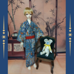 1/3サイズ  更紗文様の紬 男性浴衣セット SDGrB
