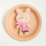 13cmうさぎのぬいぐるみ(ベージュ・ピンク小花柄)