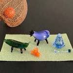 【ガラス製】お盆飾り　ミニチュア精霊馬&鬼灯　限定お供え付きメモリアル