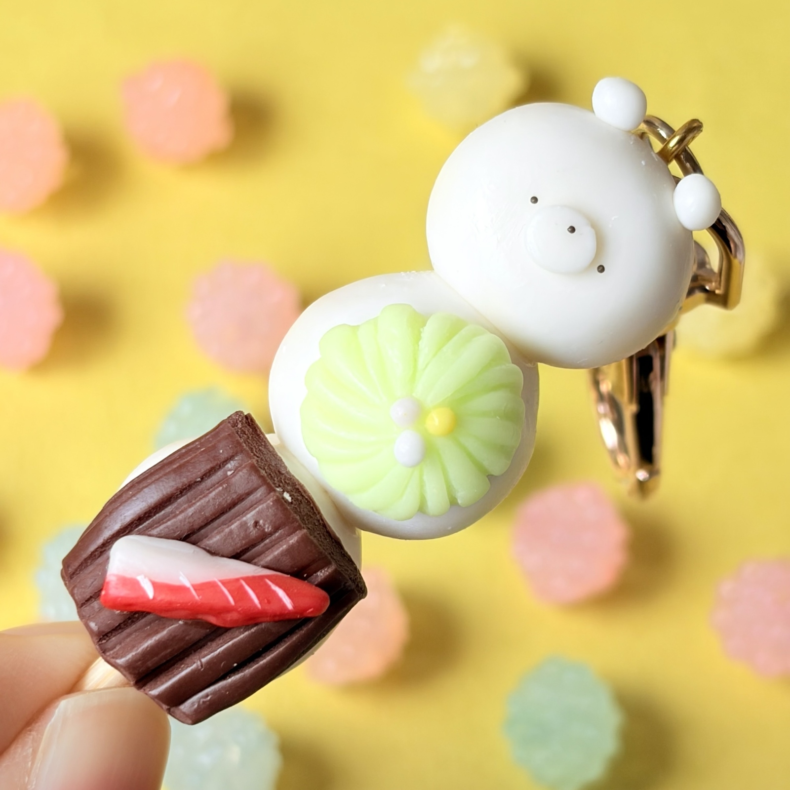 デコレーションだんごキーホルダー フェイクスイーツ だんご 樹脂粘土