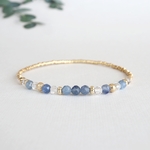 カイヤナイト × 水晶  ラインブレスレット *G *天然石