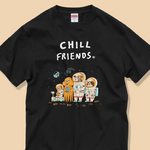 「CHILL FRIENDS 宇宙の旅」安心のクオリティ/定番コットンTシャツ/送料無料
