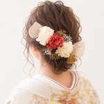《再販》ドライフラワーヘッドドレス 髪飾り ヘアアクセサリー リボン 赤 卒業袴 カラードレス ブライダル ヘッドパーツ
