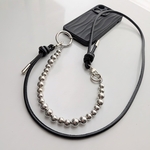 【3wayショルダー】black × silver スマホストラップ⌇送料無料 ショルダーストラップ ハンドストラップ ネックストラップ スマホショルダー ビーズストラップ 黒