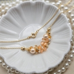 【新作】- 金木犀 - お花のブランコネックレス◌˳【オレンジ】 金木犀アクセサリー　パールアクセサリー　秋アクセサリー　フラワーモチーフ