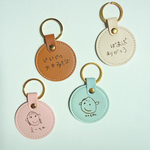 送料無料⭐︎4色のまんまる💓【似顔絵】レザーキーホルダー　(似顔絵キーホルダー/こどものおえかき/敬老の日/名入れ/線画/くまちゃん)